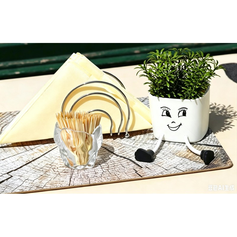 Glass Toothpick Holder with Bamboo Toothpicks – Decorative Crystal Toothpick