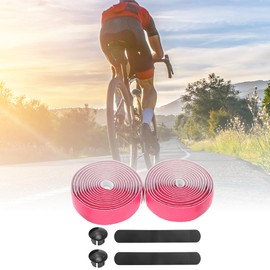 BULLSPANN 1 Pair Bicycle Handlebar Tape for Road Bike Anti-Slip Shock Absorbing Handlebar Tape Corrugated Grip Tape for MTB Length 2.16M Pink