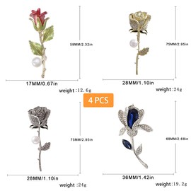 FAIRYGATE Pearl Brooch Red Rose Floral Brooches Pin Decorative Garment Dress Jewelry Retro Flower Scarves Shawl Clip for Women Wedding Party Clothing Accessories B7312