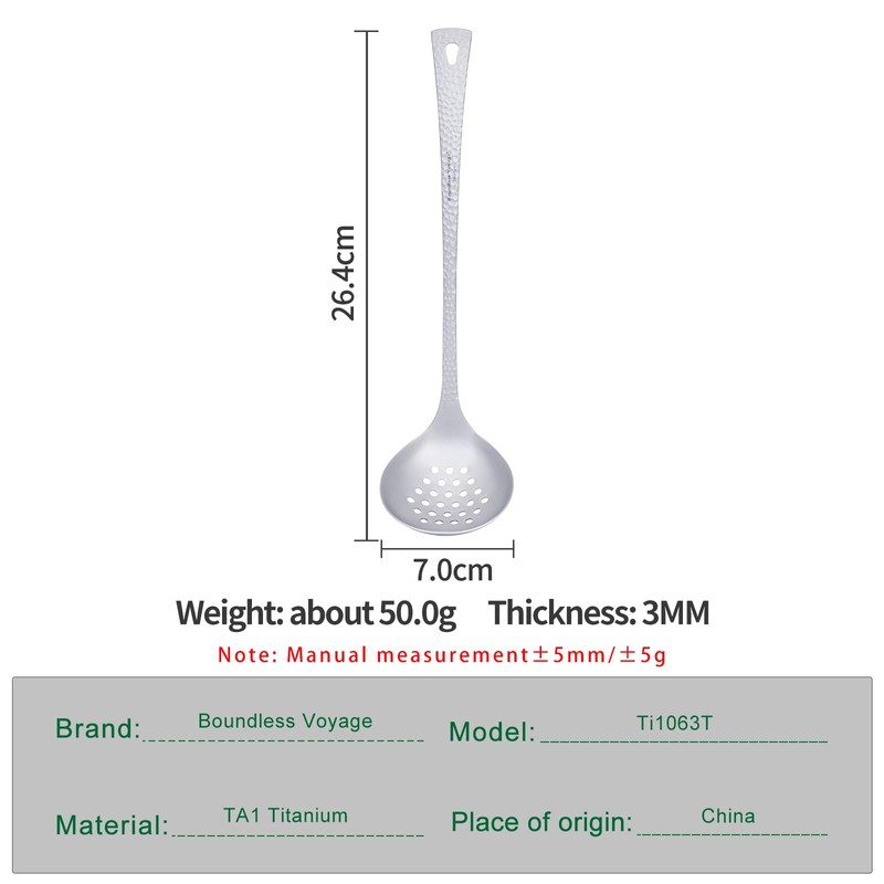 iBasingo Titanium Slotted Spoon 26.4cm Long Handle Skimmer, Ticolor Ti1063T