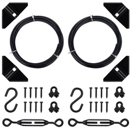 DURIGID Anti Sag Gate Kit Gate Tensioner Cable Kit, Gate Hardware Prevents Gate Sagging, Gate Anti Sag Kit for Wooden Fence Features Steel Cable and Adjustable Turnbuckle to Support, Black, 2 Pack