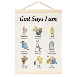 Winnie Nursery Decor-the Pooh Room Decor -Vintage Nursery Decor-Biblical Affirmations for Kids Canvas Wall Art-Christian Gifts for Women-Inspirational Wall Art-Birthday Gifts Religious Gifts