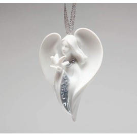 Cosmos Gifts Fine Porcelain Angel of Peace Angel Releasing Dove Christmas Tree Hanging Ornament, 3" H