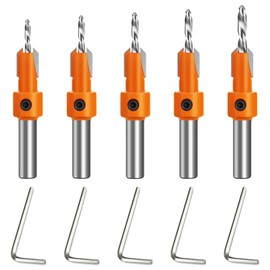 UVKDEENK 5 Pcs Hole Saw Drill Bits, Counter Sink Bit Set & Kits for Wood, Aluminum Alloy, Screws Holes 2.8mm, 3mm, 3.2mm, 3.5mm, 4mm (8mm)