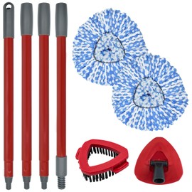 Mop Replacement for Ocedar, Spin Mop Replacement Mop, Mop Replacements for O-Cedar RinseClean 2 Tank Spin Mop Include Mop Handle,2 Mop Heads Replacements,1 Scrubber Mop Head,1 Base for Ocedar Spin Mop