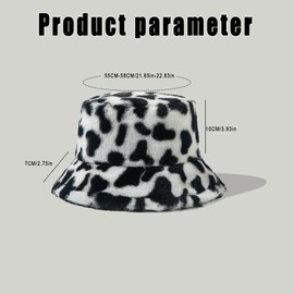 Gkaikpe Winter Warm Bucket Hats for Women, Comfortable Winter Hat Women Fuzzy Bucket Hat, Fashion Fisherman Hat Unisex (CA/US, Alpha, One Size, Blackwhite)
