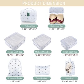 Ebbniur Packing Cubes, 8 Pcs Travel Packing Organizers for Suitcases, Large Capacity Travel Luggage Organizers Set includes 8 Storage Bags, Travel Essentials for Women or Men (Cactus)