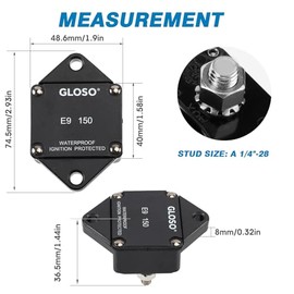 GLOSO GLOSO Circuit Breaker E94 Panel Mount T1 Auto Reset for Marine Automotive Truck (135A
