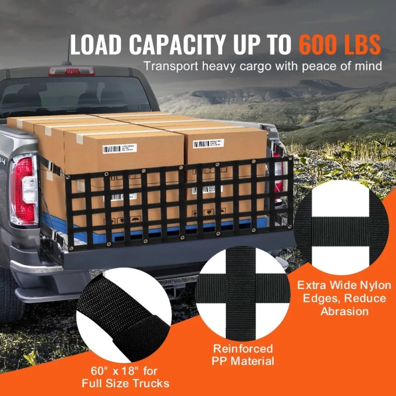 Tailgate Net, 60 in x 18 in, Heavy Duty Cargo