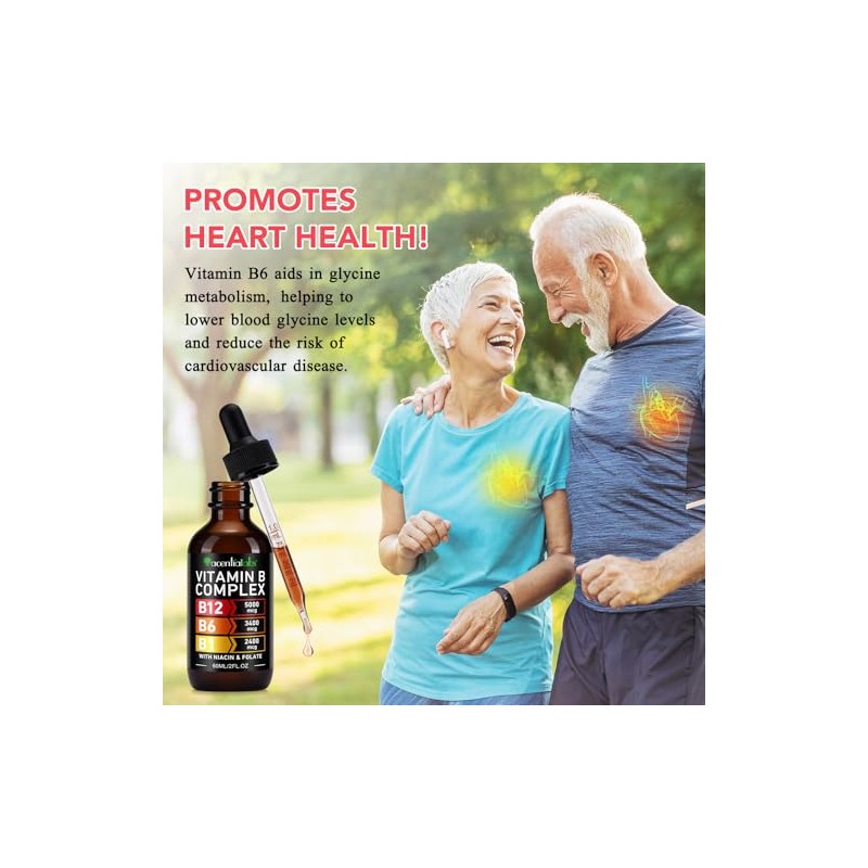 Vitamin B12 Liquid Drops with B12 5000mcg, B6, B1, Niacin