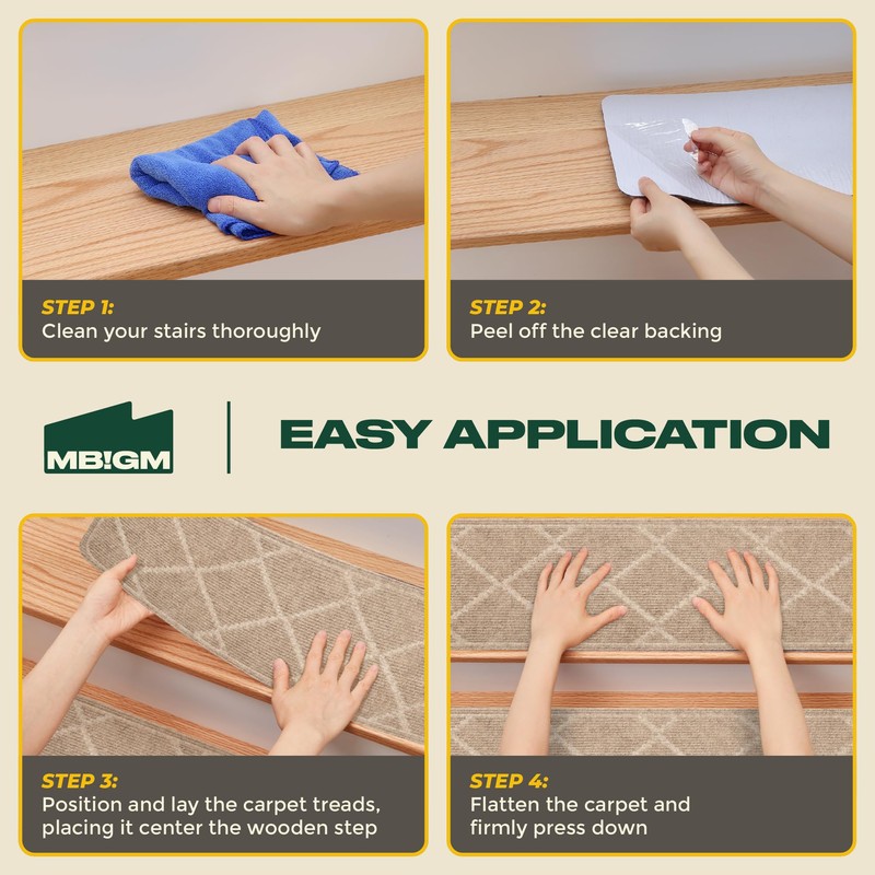 MBIGM Woven Stair Treads for Wooden Steps, 15 Pack, 8"