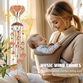 INFUNLY Outdoors Wind Chimes Love Wing Music Wind Chimes with Wind Bell Large Aluminium Windchimes Memorial Windchimes Inspirational Gifts for Women Outdoor Garden Patio Decor