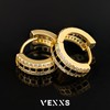 VEXXS Hoop Earrings for Men Women,14K Gold Plated Iced Out