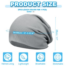 PATIKIL Cooling Skull Cap, 2 Pack Helmet Liner Sweat Wicking Cap Stretchy Breathable Cycling Running Hat Sports Caps for Men Women, Dark Blue/Gray