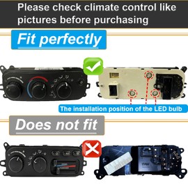AC Climate Heater Control LED Lights Bulbs Kit replacement Compatible with 2002-2008 Dodge Ram 1500 2500 3500 Dakota (Blue), Pack of 4