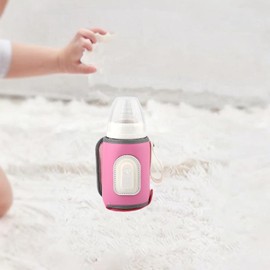 Dickly Portable Heating Milk Warmer Nursing Bottle Warmer Bag Bottle Tote Bag for Indoor, Pink