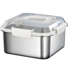 ANQIA 304 Stainless Steel Food Storage Containers Box with Handle Lunch Box Leak Proof & Airtight Lids Bento Box Oven Freezer Dishwasher Safe (3000ML)