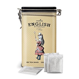 Charbrew Tea Tin English Breakfast Alice in Wonderland Crown 60 Teabags
