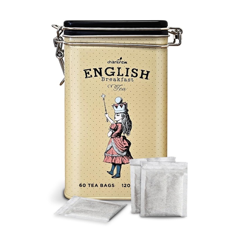 Charbrew Tea Tin English Breakfast Alice in Wonderland Crown 60