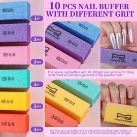 Fandamei Bloque Pulidor De Uñas, 10 Piezas Con Diferentes Granos, Bloque Pulidor De Uñas, Lima De Uñas, Cortacutículas, Kit De Cuidado De Uñas, Herram