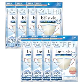 Be-style 3D Cooling Type, Regular Size, Sand Beige x Peach Mocha, 7 Pieces x 8, Heat Stroke Prevention, Summer Mask