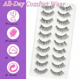 LZM 14mm False Lashes Lashes Wispy False Eye Lashes Soft and Long Eyelashes Beginner(07)