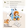 NICI Children's Backpack Blue 2 in 1 with Cuddly Toy