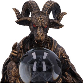 Nemesis Now Orbuculum of the Baphomet Illuminating Orb Figurine 16cm, Resin, Bronze, Baphomet Pentagram Ball, Baphomet & Orb Ornament, Cast in the Finest Resin, Finished in Bronze