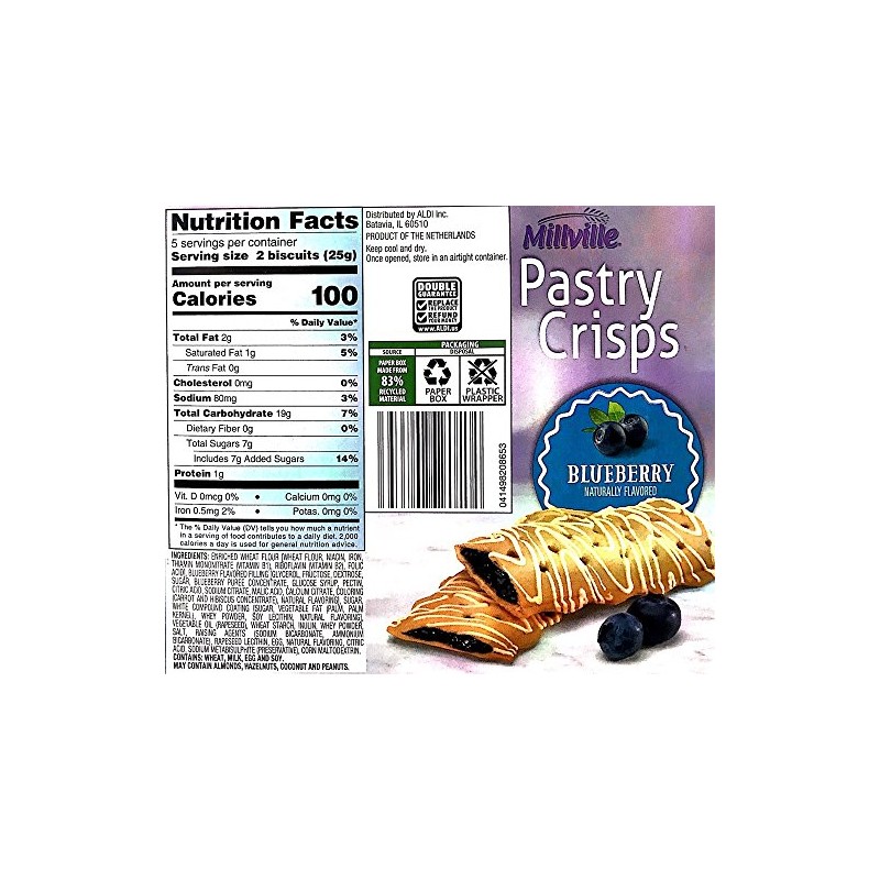 Millville Pastry Crisp Naturally Flavor (10 Bars) (Blueberry)