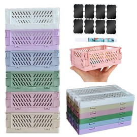Ncrgb Folding Storage Basket, Small Stackable Folding Boxes, Storage Baskets for Kitchen, Bedroom, Pack of 6, 15 x 10 x 5.8 cm