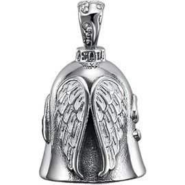 Silver Guardian Bell for Motorcycles,Winged Biker Keychain and Luck Charm Accessories,Portable Ride Protection, Motorcycle Gifts and Biker Decor (Luck Bell for Riders)
