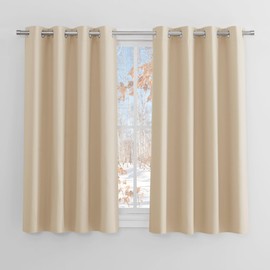 PONY DANCE Thermal Curtains for Living Room - Biscotti Beige Thick Blackout Curtains Eyelet Room Darkening for Farmhouse Greenhouse Loft Decoration, 46 x 45 Inch Drop, 2 Panels