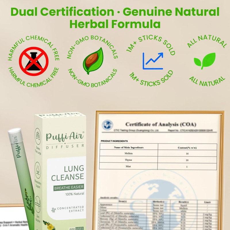 Herbal Diffuser Pen, Detox Diffuser with Mullein, Thyme & Mint