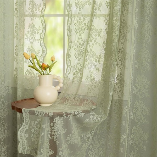 YJ YANJUN Sage Green Curtains for Bedroom 54 Drop 2