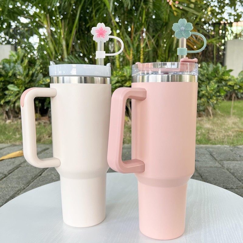 Hebterrka Thermal Cup Accessories: Pack of 5 Multicoloured Flower Straw