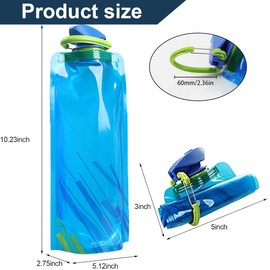 Garegce 2pcs Collapsible Water Bottle, Large Lightweight Soft Foldable Water Bottle - BPA Free 700 ml, Reusable Portable with Secure Lock for Gym Runing Camping Cycling Outdoor Sports & Hiking