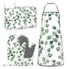 DYCBNESS Eucalyptus Oven Mitts and Pot Holders with Apron Set