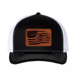 Richardson Trucker Hat Baseball Cap Mexican American Flag Leather Patch Hat