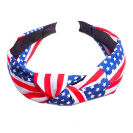 QDTK American Flag Knotted Headband for Women Girls Patriotic Stars Stripes Twist Hair Accessories Independence Day Red White Light Blue Bow Knotted Wide Headband Yoga Hair Band Hair Hoops