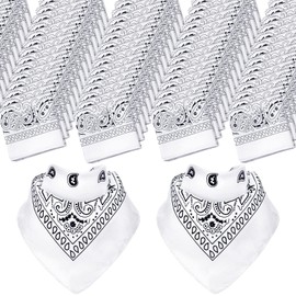 Zhanmai 48 Pcs Bandanas Pack Multi Purpose Bandanas Handkerchiefs for Women Cowboy Men Bandana Paisley Bandana, 21 x 21 Inch(White)