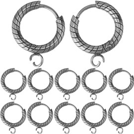 SUNNYCLUE 1 Box 12Pcs Silver Leverback Earring Hooks Round Earring Hooks French Earwires Textured Huggie Hoops Stainless Steel Lever Backs Ear Wire Earring Hooks Findings for Jewelry Making Supplies