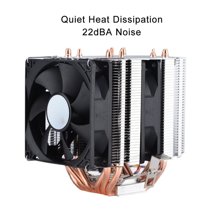 Quiet 4pin 6 Heatpipe CPU Cooler Dual tower Air Cooling