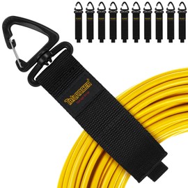 Heavy Duty Storage Straps(10-Pack), Trilancer Hook-and-Loop Cord Organizer and Hanger with Triangular Buckle to Hang on Walls for Cables,Wires,Rope,Hoses,Organization for Home,Garage or Workshop (10M)