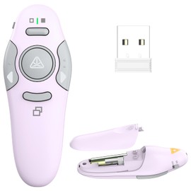 QUI Presentation Clicker Wireless Presenter Remote Clicker for PowerPoint Presentation Remote, USB Purple PowerPoint Slide Advancer for Mac/Windows/Linux, Google Slide/PPT/Keynote