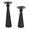 2 Piece Matte Black Metal Taper Candlesticks Retro Modern Hourglass