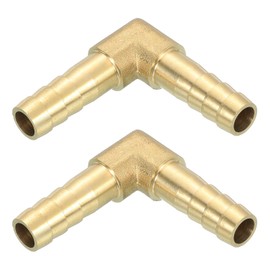 sourcing map 2 Pcs Brass Hose Barb Fitting L Right Angle Elbow Connector Coupler, 5/16" ID Brass Fitting Air Hose Fittings for Connecting Water Fuel Air, Oil Hoses