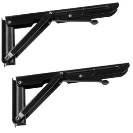 EAMOMORK Folding Shelf Brackets, Heavy Duty Stainless Steel Collapsible Triangle Shelf Bracket, 2 Pcs Folding Shelf Hinge Wall Mounted Space Saving DIY Bracket, Max Load 130lb (10 Inch)