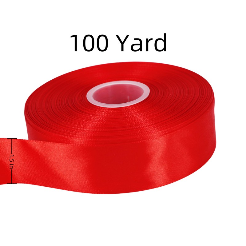 BEAUTOPE 100 Yards Red Satin Ribbon for Gift Wrapping Flower