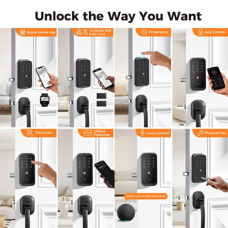 Smart Lock for Front Door, Apple Home Key & Built-in