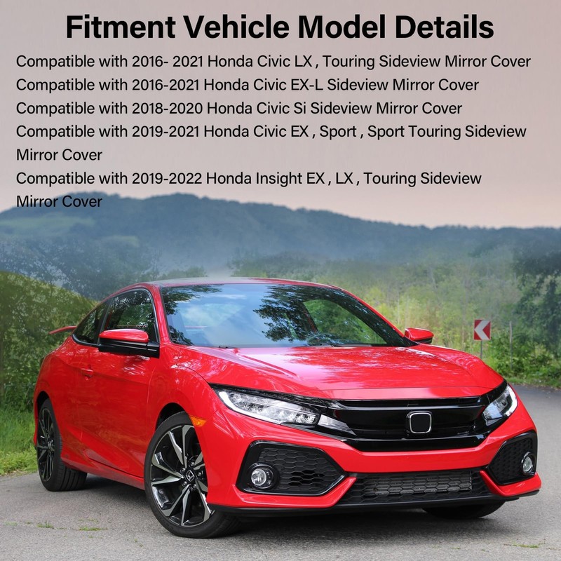 Moonlinks Compatible with 2016-2021 Honda Civic Passenger Side Mirror Cover